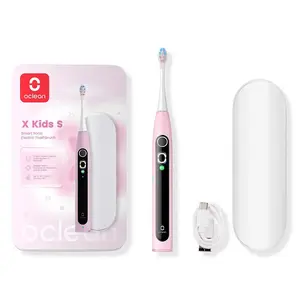 Sonic electric toothbrush OCLEAN X Kids Set — adult sonic toothbrush, built-in Li‑Ion battery, 235 mm, white/pink, 1 handle + 1 brush head