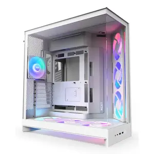 PC Midi Tower case NZXT H9 Flow RGB+ — White, supports ATX/EATX/Micro-ITX, tempered glass, 3x140mm front + 1x120mm rear fans