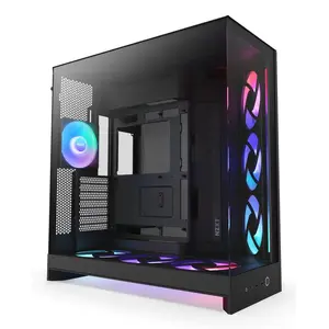 PC Midi Tower case NZXT H9 Flow RGB+ — Black, tempered glass, supports ATX/EATX/Micro‑ITX, 2x3.5" + 6x2.5" bays, front 120/140 mm fans