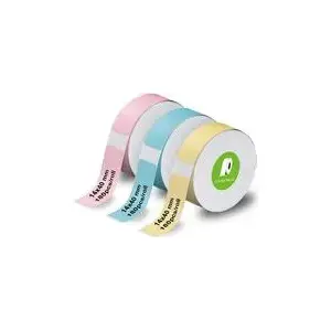 Label roll Olympia 6314, 14 × 40 mm, paper labels, 3-pack (pink, blue, yellow)