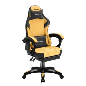 Gaming chair huzaro Force 3.7 — ergonomic high-back swivel armchair, yellow seat, adjustable armrests, height 107.5–116.5 cm