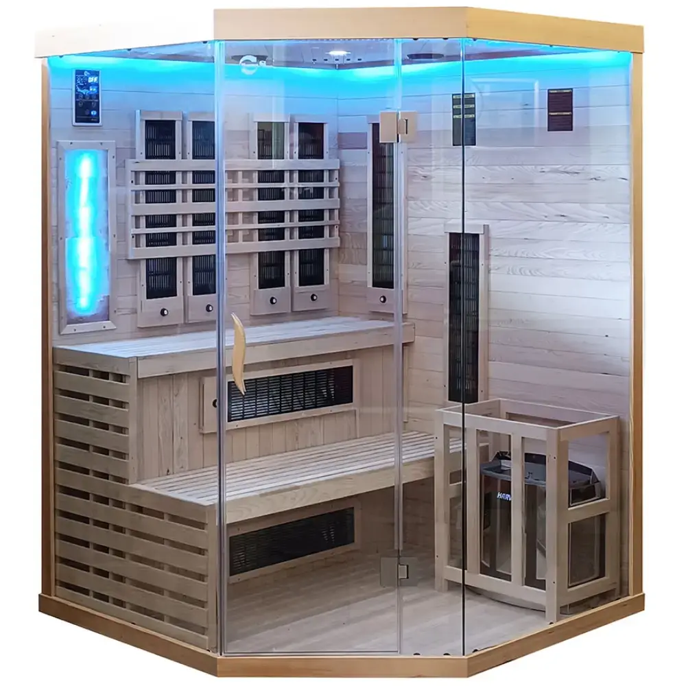 Инфракрасная сауна AMUE AMO-SW3C COMBO с каменкой HARVIA Photo 3