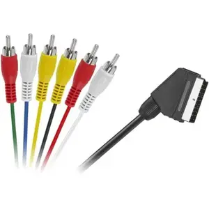 SCART to 6RCA cable BLACKMOON KPO2711 — SCART (male) to 6 RCA connectors, audio/video interconnect