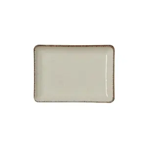 Porcelain serving plate WAS SMILLA 18×13 cm rectangular beige