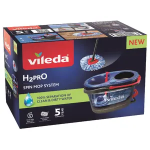 Floor mop VILEDA Microfibre 320 mm, telescopic handle 55–123 cm, washable, 360° rotating head, black/blue/red