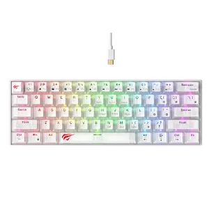 Havit KB903L gaming keyboard transparent white RGB LED wired USB 61 keys