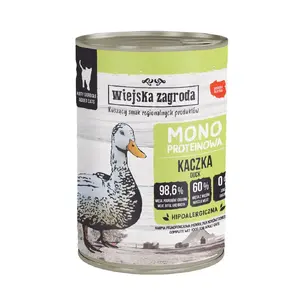 Консервы для кошек wiejskazagroda Monoprotein Duck 400 г — моно-протеиновый паштет из утки для взрослых, влажность 77,8%
