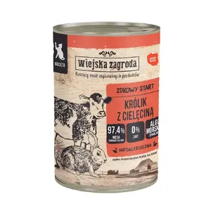 Консервы для кошек wiejskazagroda Rabbit with Veal — полнорационный влажный корм 400 г, для котят, влажность 80.1%