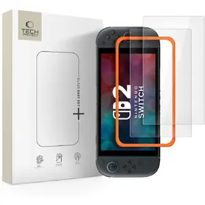 Tempered glass screen protector Tech‑Protect Easy Set 2‑Pack for Nintendo Switch — clear