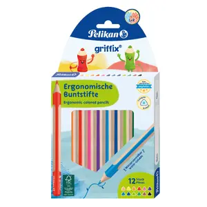 Акварельные карандаши Pelikan 701525 12 шт Черный Синий Розовый Коричневый Зеленый Светло-синий Светло-зеленый Оранжевый Розовый Красный Роза Фиолетовый Желтый