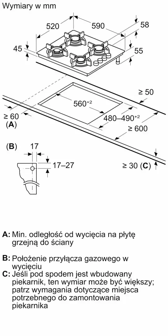 Газовая панель Bosch POH6B6K30 — 4 конфорки Photo 2
