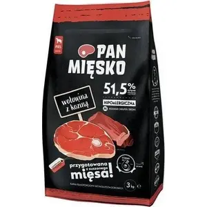 Сухой корм для собак pan miĘsko Beef with goat для взрослых, 3 кг — 30% белка, 20% жира, без глютена