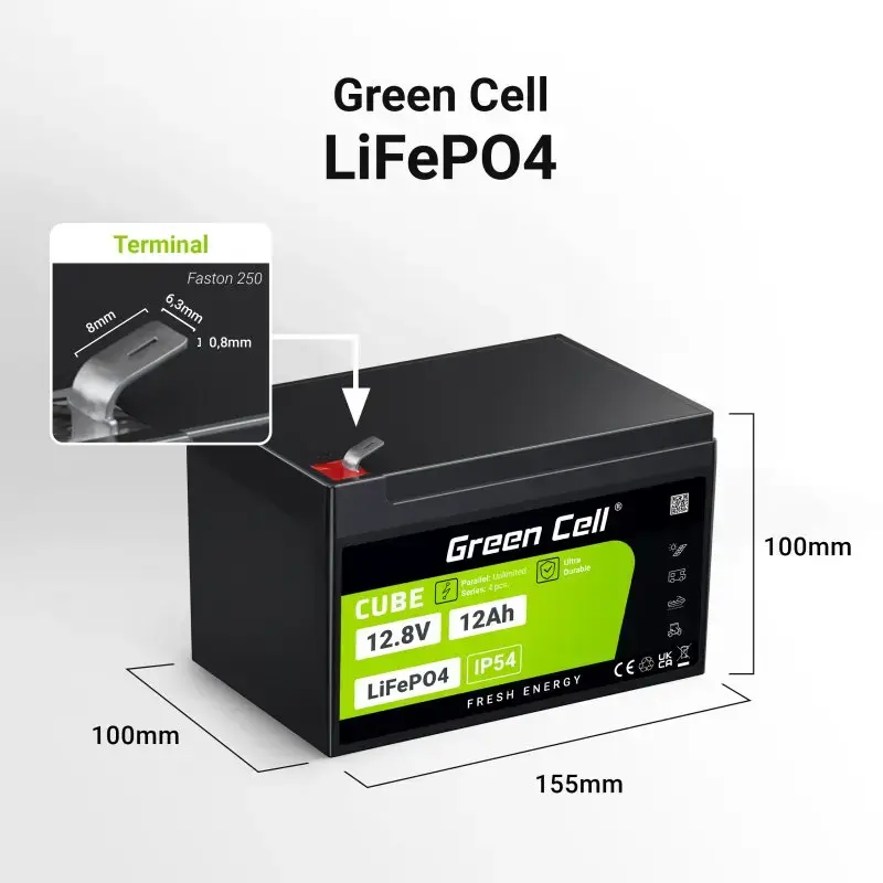 UPS akumulators Green Cell LFPGC12V12AH 12,8V 12Ah Photo 2