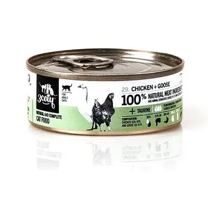 Mitra kaķu barība 3coty Chicken with Goose 80 g — pieaugušiem, pilnvērtīga barība, 19% olbaltumvielu, 12% tauku