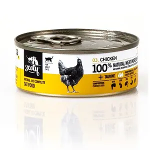 Mitrs kaķu barības 3coty Chicken 80 g — pilnvērtīga barība pieaugušiem, 17% proteīna, 9% tauku, bez graudiem, bez glutēna