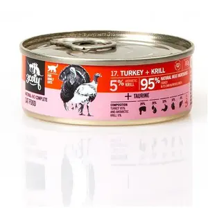 Wet cat food 3coty Turkey with Krill 80 g — complete adult wet food, 80 g can, protein 19%, fat 7%