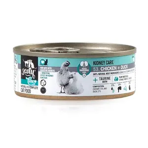Mitrs kaķu barība 3coty Chicken with Duck Kidney Care 80 g, pilnvērtīgs pieaugušajiem, olbaltumvielas 17%, tauki 7%