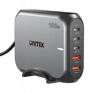 Сетевой зарядный блок Unitek P1234AGY01-EU 2×USB-A, 3×USB-C, 188W