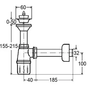 Bottle siphon VIEGA 5726 stainless steel 1.0 L for sanitary waste water