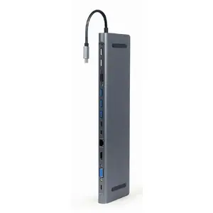 Laptop dock Gembird A-CM-COMBO9-01 USB 3.2 Gen 1 Type-C Grey