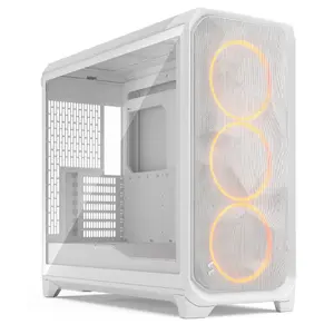 PC Case Fractal Design Meshify 3 XL White RGB TG Clear Tint — ATX/EATX/ITX/mATX/SSI support, 3x140mm front fans, tempered glass