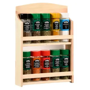 Spice rack KESPER DE7613134 2-tier bamboo with 12 glass jars and plastic lids