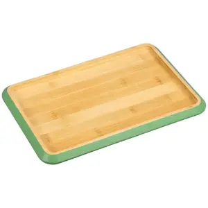 Serving plate KESPER DE7658371 32×20×2 cm bamboo with green decorative rim