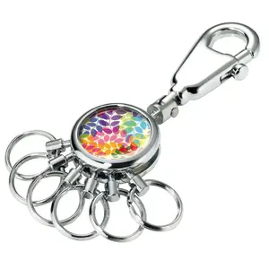 Key ring TROIKA COLOURFUL LEAVES Multicolour Silver Metal