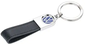Key ring TROIKA VW Lederschlaufe Black Leather Metal 115mm