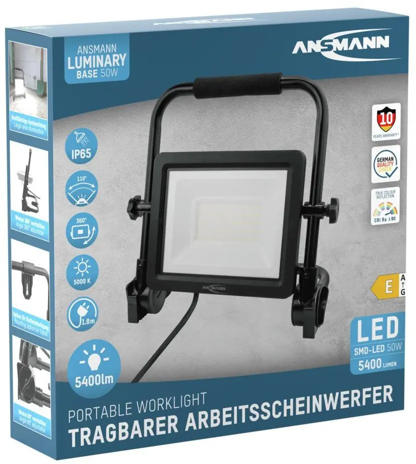 Plūdu darba lampa Ansmann FL50W-AC Melna