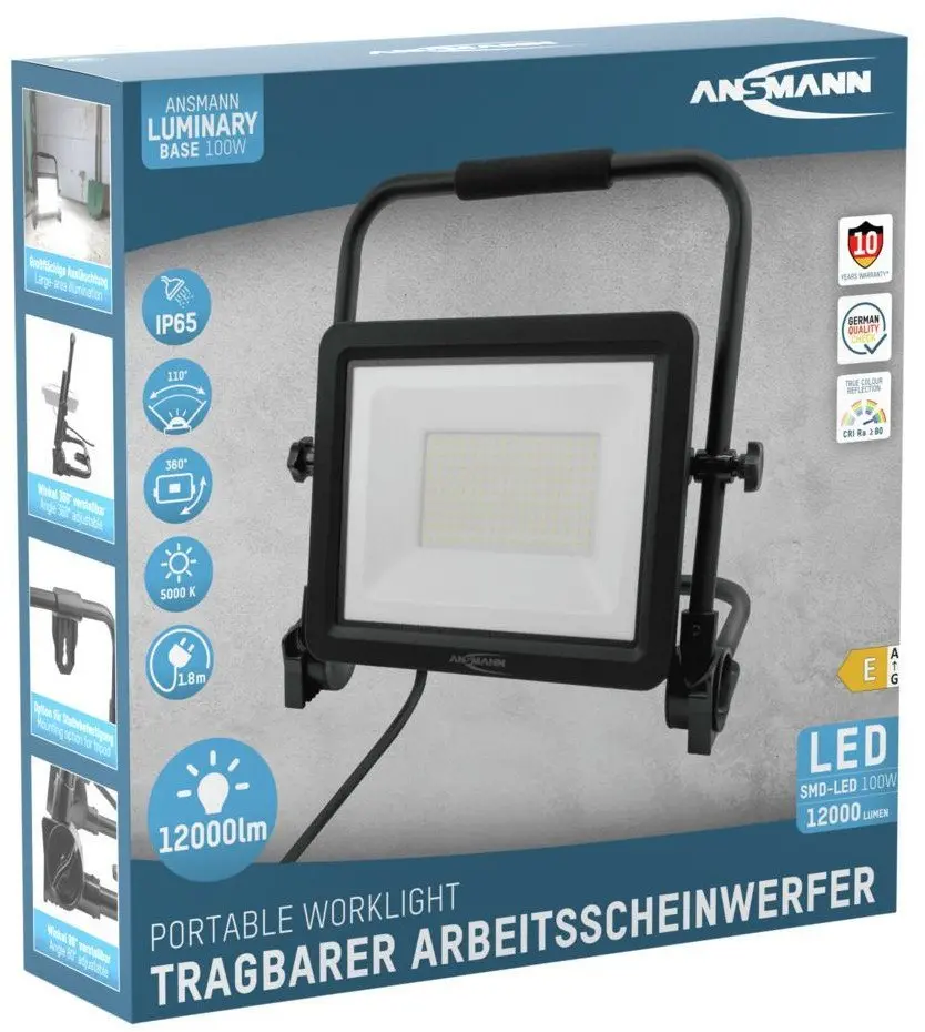 Plūdu darba lampa Ansmann FL100W-AC Melna
