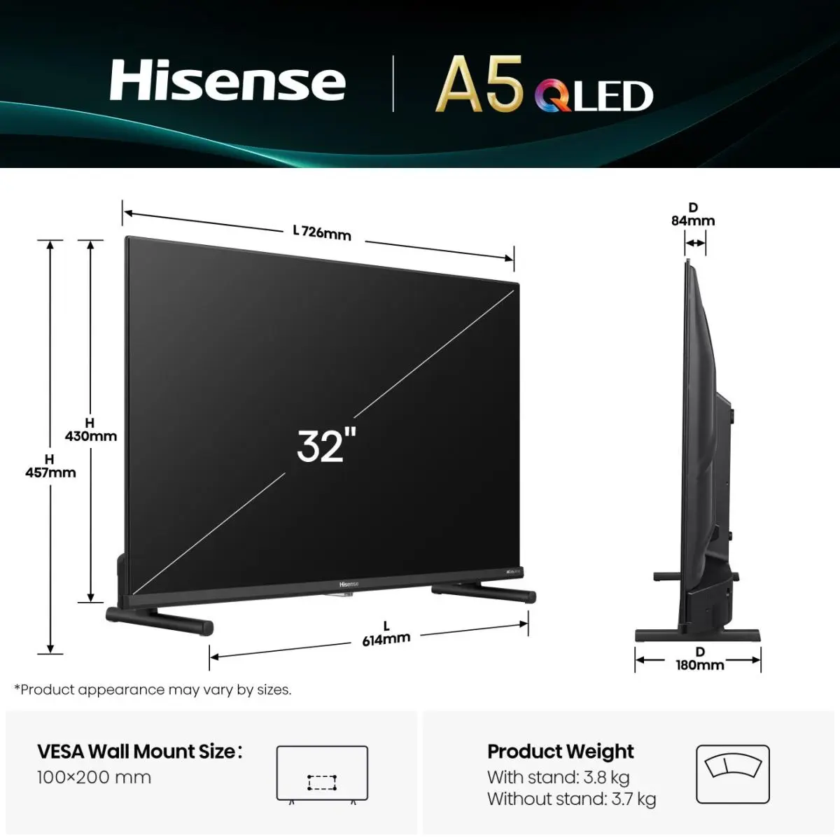Hisense 32A5Q 32-дюймовый телевизор Full HD QLED Smart TV Photo 2