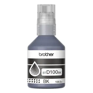 Tintes kārtridžs Brother BTD100BK oriģināls — melns, 108 ml, 7500 lpp., 56×123×55.5 mm