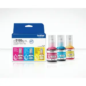 Чернильные флаконы Brother BTD100CLVAL magenta, cyan, yellow — оригинальные цветные чернила, ресурс 5000 страниц