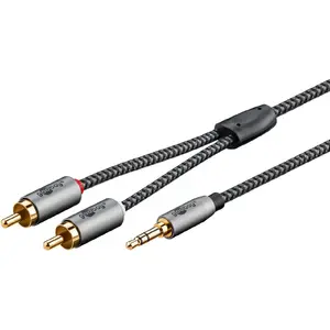 Goobay audio cable 5m 3.5mm 2xRCA Black Silver