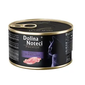 Влажный корм для кошек Dolina Noteci Premium с кроликом 185 г — полнорационный корм для взрослых, белок 10%, жир 6%, влага 80%