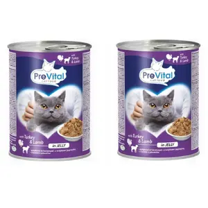 Wet cat food PREVITAL Turkey with lamb in jelly, 2 x 415 g, 82% moisture, 8% protein, 4.5% fat