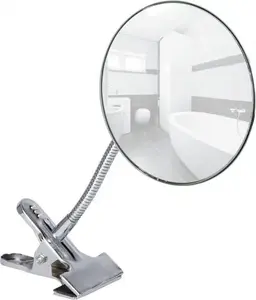 Bathroom mirror Wenko Clip 27 x 15 cm, silver stainless steel frame