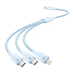 USB 2.0 A to 3-in-1 3A cable Vention CTPLG 1.5 m blue – data and charging