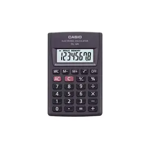 Pocket calculator CASIO HL-4A-B — basic 8-digit calculator, 56×87 mm, black, battery-powered