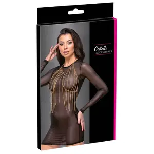Металлический цепочный топ Cottelli Collection 24505266001, золотой цвет, стразы, регулируемые застёжки