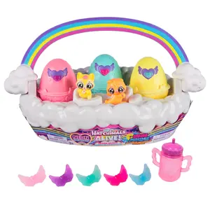 Hatchimals Alive Neon Rainbow Spring Basket Toy 3 Self-Hatching Easter Eggs