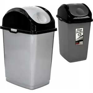 Tilt-out bin Katex SLIM 35 L, recessed bathroom cabinet waste container, popiel finish