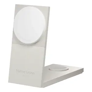 Wireless Charger Native Union Rise 3‑In‑1 Qi2 — USB, 2 m Cable, Light Grey (Sandstone)