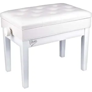 Piano bench Alkotest adjustable solid stable with storage, white
