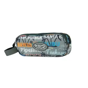 Pencil Case Ocean's Wave Malibu Grey — 3-zippered stationery pouch