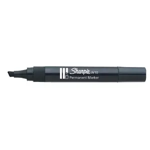 Marker Sharpie W10 flat tip black — permanent marker with flat chisel tip