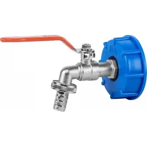 IBC cap assembly BRADAS IBCS60-KK04123413Z — S60x6 cap, tap with male thread G 3/4", hose barb 1/2" and nipple