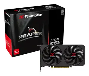 Видеокарта PowerColor Radeon RX 9060 XT — 16 ГБ GDDR6, 128‑бит, PCIe 5.0, 220×120×40 мм, 2 вентилятора