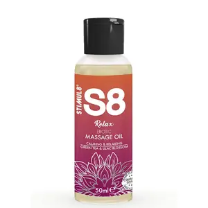 Masāžas eļļa STIMUL8 S8 Relax Green Tea 50 ml — aromatizēta masāžas eļļa, 50 ml